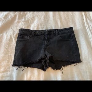 Designer distressed jean shorts